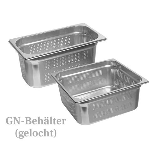 GN Behälter aus Edelstahl Serie 002 mit Boden Seitenlochung