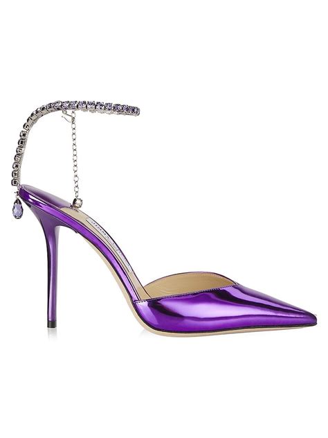 Jimmy Choo Saeda Mm Metallic Leather Pumps In Purple Lyst