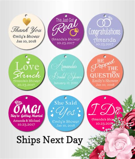 Bridal Shower Favor Tags Free Rush Popular Designs And Colors