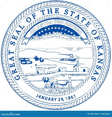 Kansas State Seal stock illustration. Illustration of states - 130765345