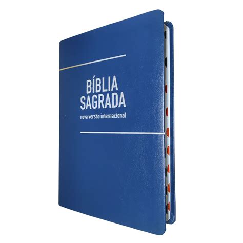 Bíblia Sagrada NVI Letra Gigante Capa Luxo Azul Índice Gospel