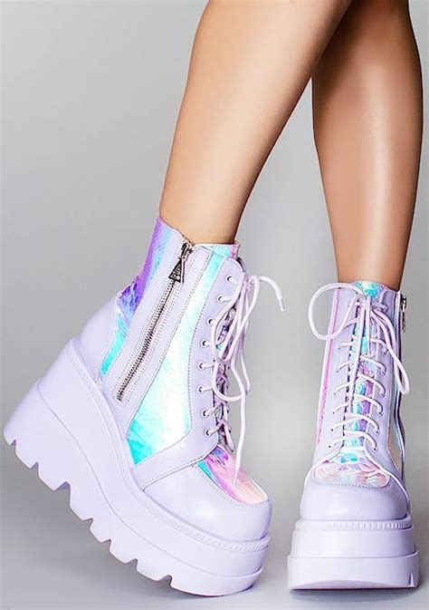 Lasr Fairy Kiss Platform Boots Lavender Rave Festival Edm