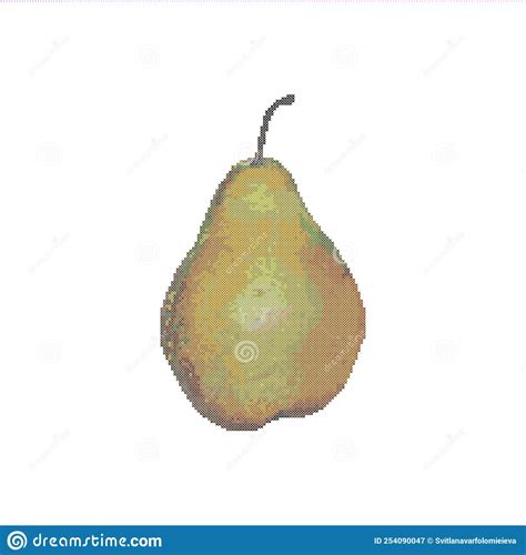 Cross Stitch Pear Fruit Embroidery Vector Illustration Stock Vector