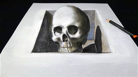 Skull In The Hole Drawing 3d Skull Illusion Vamos Youtube