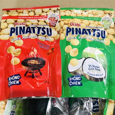 Đậu Phộng Pinattsu Oishi vị Nước Cốt Dừa vị Mực Cay gói 85Gr Shopee