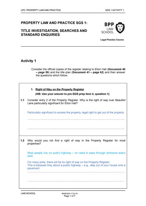 Bpp Plp Activity Sgs Property Law And Practice Sgs Title