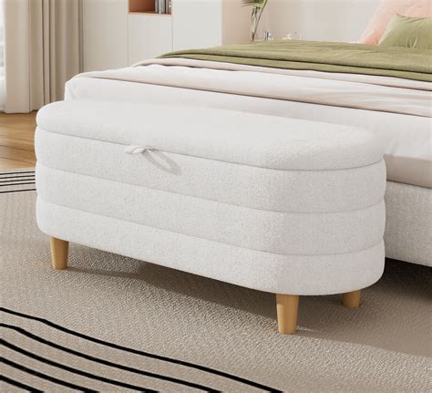 Everly Quinn Elegant Upholstered Sherpa Fabric Storage Ottoman With