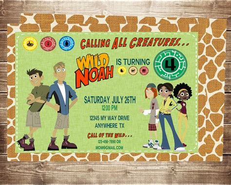 Custom Wild Kratt Animal Print Invitation By Picklesandwatermelon