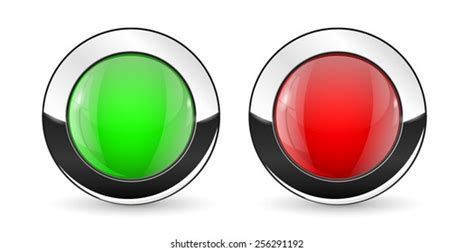 Round Button Green Red Glass Web Stock Vector Royalty Free 256291192