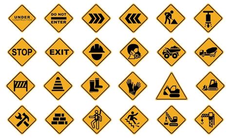 Premium Vector | Set of Construction signs