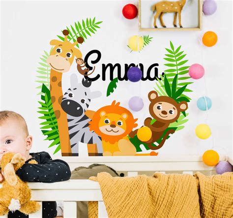 Sticker Mural Illustration Animaux De La Jungle Tenstickers