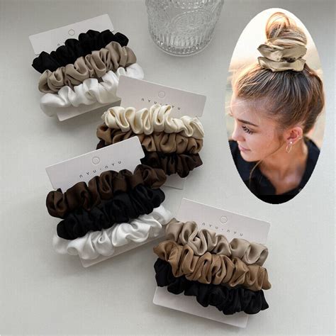 X Silky Satin Scrunchies Elastic Bands Scrunchy Hair Ties Rope Rings