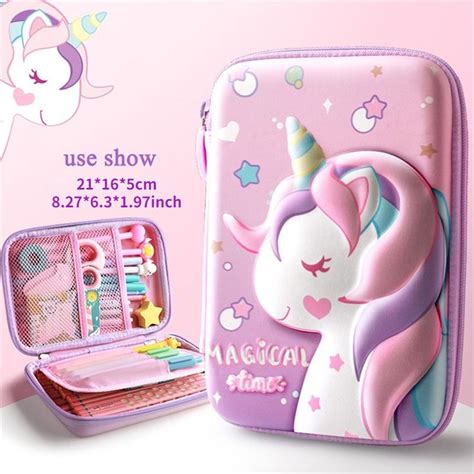 Creative Stationery Box Unicorn Cartoon Pencil Bag Primary And