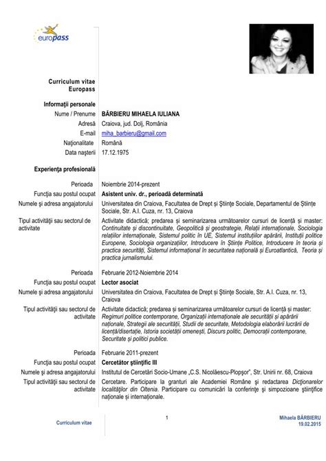 PDF Curriculum vitae Europass ŞTIRIstiintesociale ucv ro images dep