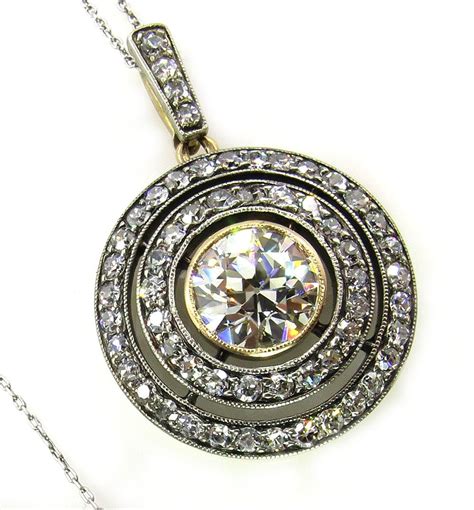 2 33ct Antique Vintage VICTORIAN DIAMOND Pendant Necklace Drop