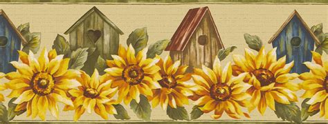 Peel and Stick Wallpaper Border - Floral Green, Brown, Blue Birdhouses ...