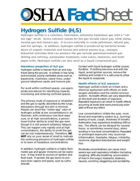 Hydrogen sulfide fact