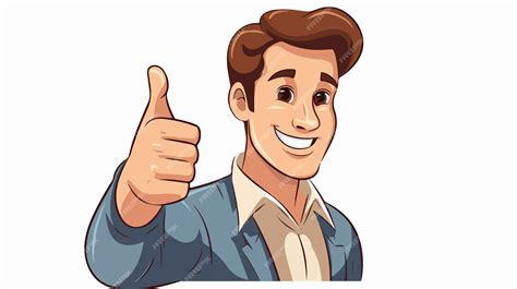 Happy Man Showing Thumbs Up Cartoon Vector Premium Ai Generated Vector