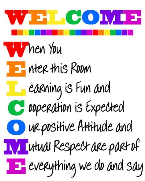 Welcome Classroom Sign Rainbow Colors Digital File Classroom