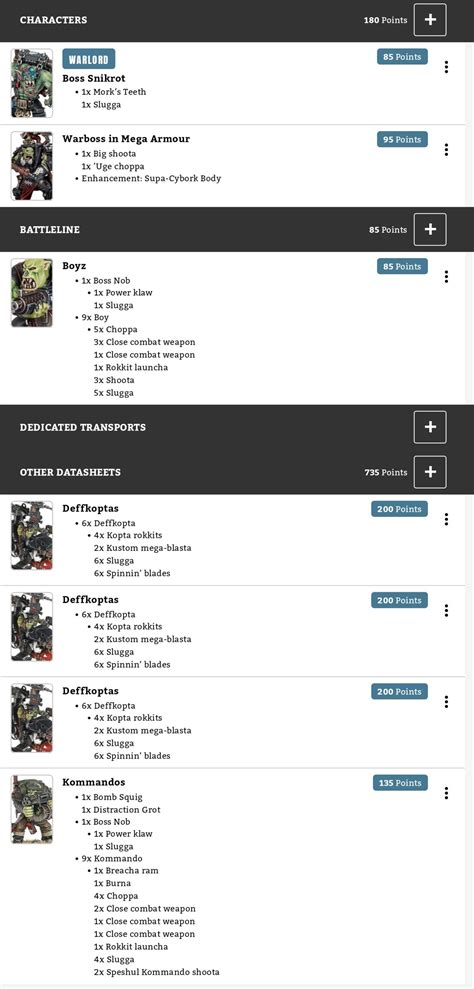 1k List for Doubles : r/orks