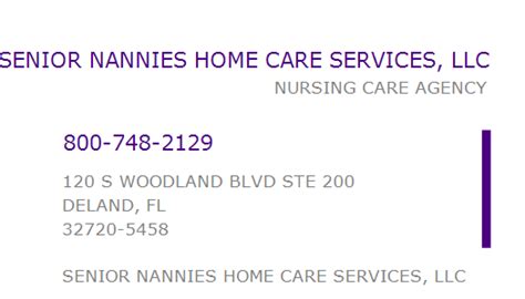 1467910935 Npi Number Senior Nannies Home Care Services Llc