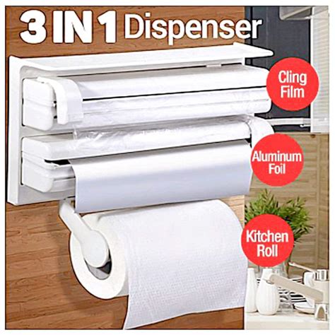 3 In 1 Wall Mounted Kitchen Dispenser For Aluminium Foil Cling Film