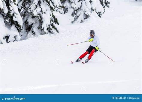 Man Skier with Helmet and Gopro Camera on His Head Skiing Editorial ...