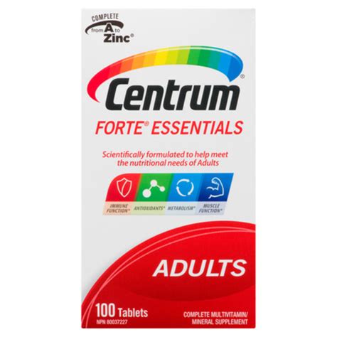 Centrum Multivitamin Multimineral Supplement Forte Essentials Adults