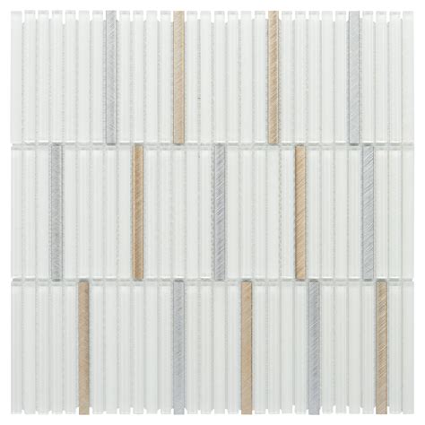 Snow Metallic Linear Stack Glass Mosaic Floor And Decor