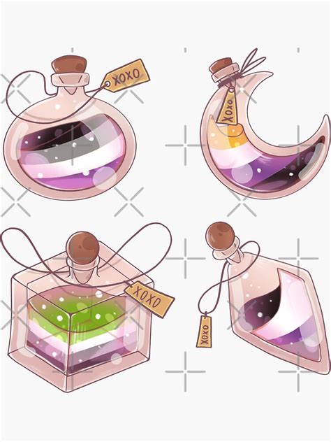 Lgbt Potions Sticker Set Of Four Non Binary Asexual A Romantic And