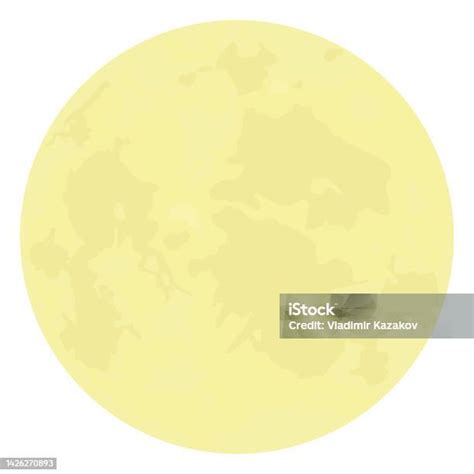 Yellow Moon With Dark Spots Isolated On White Background Design Element Stock Illustration