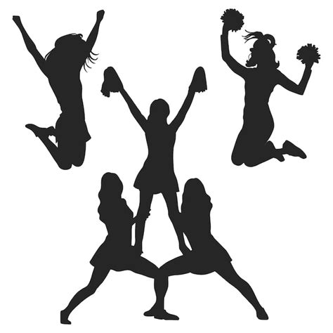 Handgezeichnete Cheerleader Silhouetten Premium Vektor