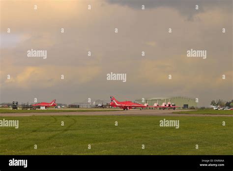 Red Arrows Display at RAF Scampton on Veterans Day Stock Photo - Alamy