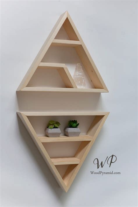 Set Of Two Shelves 16x 3 Solid Wood Pyramids Etsy