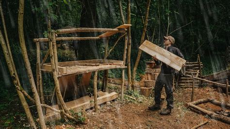 Building A Camp In A Huge Storm Rain Thunder Hail Camp Kitchen