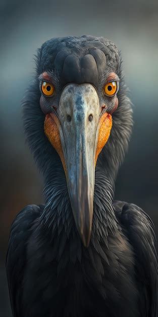 Premium Photo | Aggressive stare from a black shoebill stork with ...