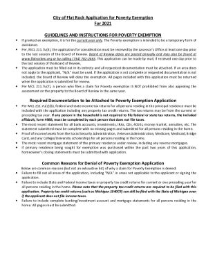 Fillable Online City Of Flat Rock Guidelines For Poverty Exemption