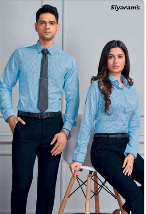 Blue Unisex Siyarams Plain Corporate Office Uniform Size Large At Rs