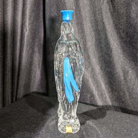 Glass Our Lady Of Lourdes Holy Water Holder Bottle Sold Antique