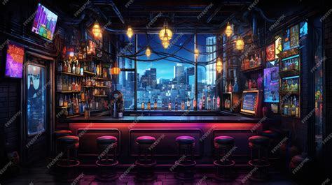 Premium AI Image | cyberpunk bar in neon style Fantasy concept ...