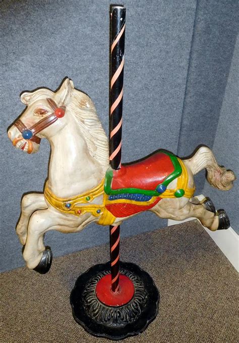 Sold Price Vintage Cast Aluminum Painted Playground Carousel Riding