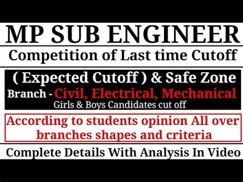 Mp Sub Engineer Electrical Mechanical Civil Branch Expected Cutoff