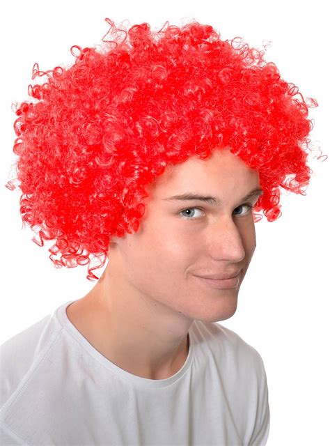 Red Curly Afro Adults Costume Wig Afro Red Clown Wig