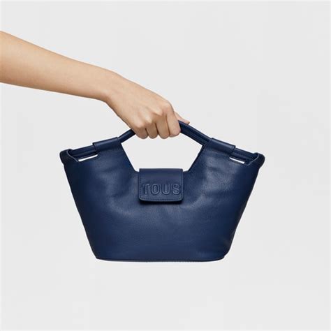 Small Navy Blue Leather Tote Bag Tous Sun Tous