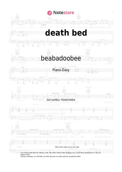 death bed piano sheet music easy Powfu, beabadoobee in Note-Store.com ...