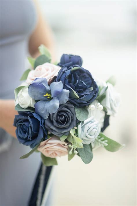 Maid Of Honor And Bridesmaid Bouquets In Romantic Dusty Blue Bridesmaid