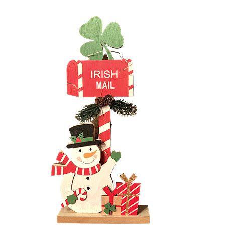 Irish Snowman Christmas Mail Wood Light Up Decor Bridgets Of Erin