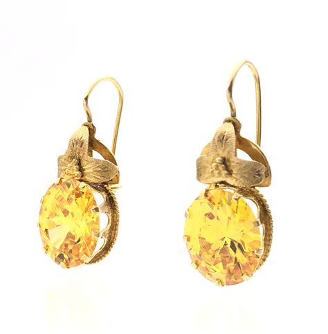 Lot K Yellow Gold Yellow Tanzanite Earrings