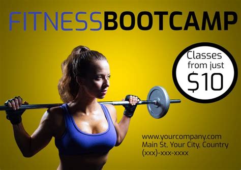 Intense Fitness Bootcamp Promotion With Strong Woman Lifting Weights