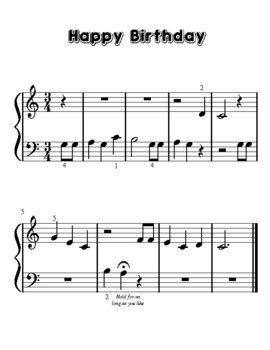 Happy Birthday Beginner Bass Clef Sheet Music With Chords And Lyrics